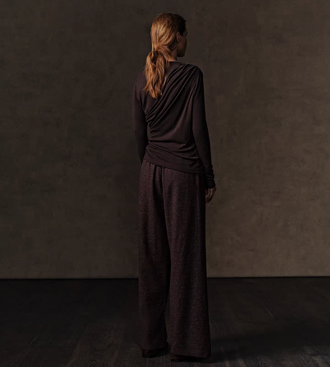 Tweed Straight-Leg Trousers Brown
