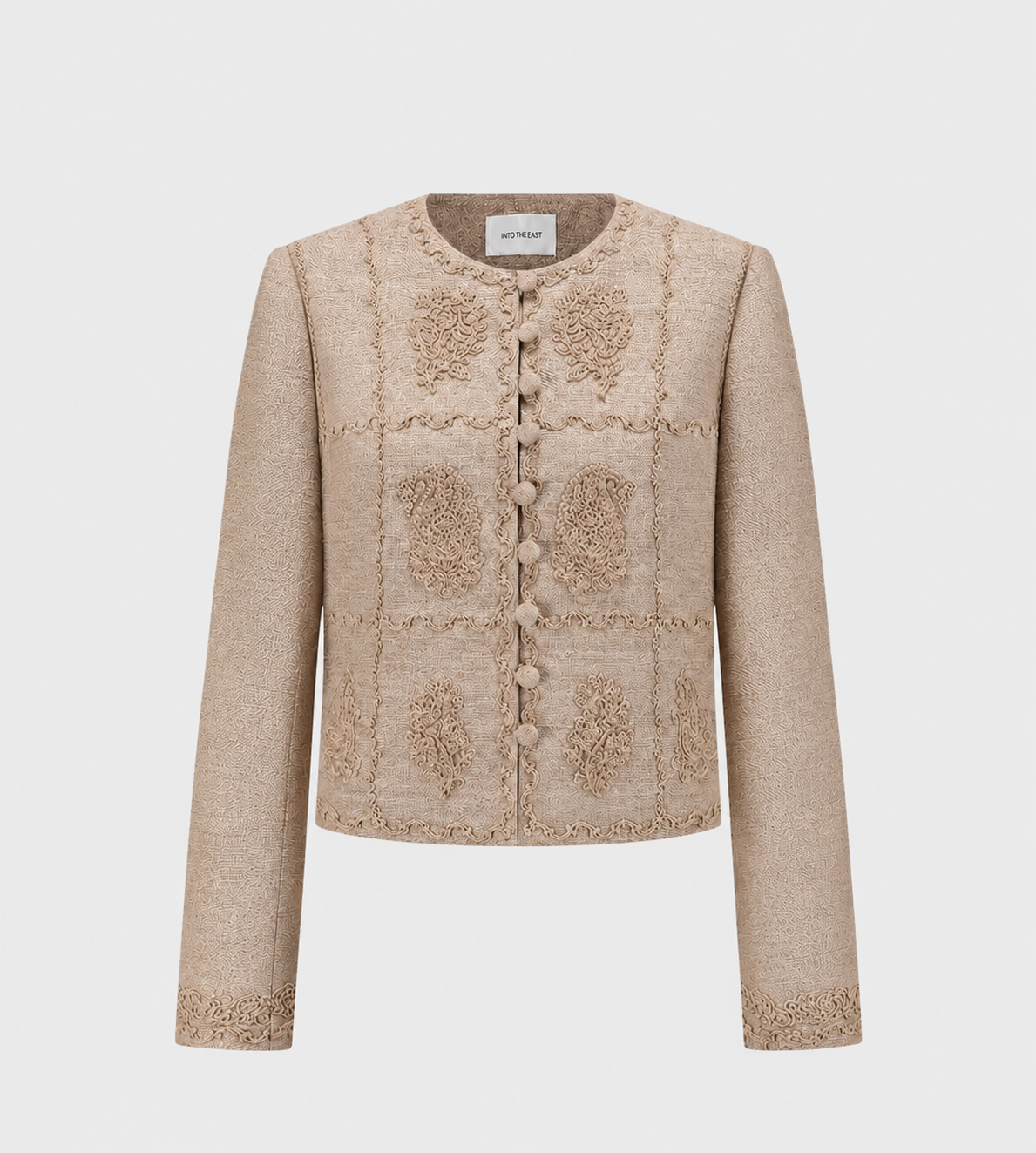 INTO THE EAST - Paisley Embroidered Coat Sand