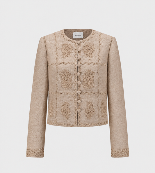INTO THE EAST - Paisley Embroidered Coat Sand