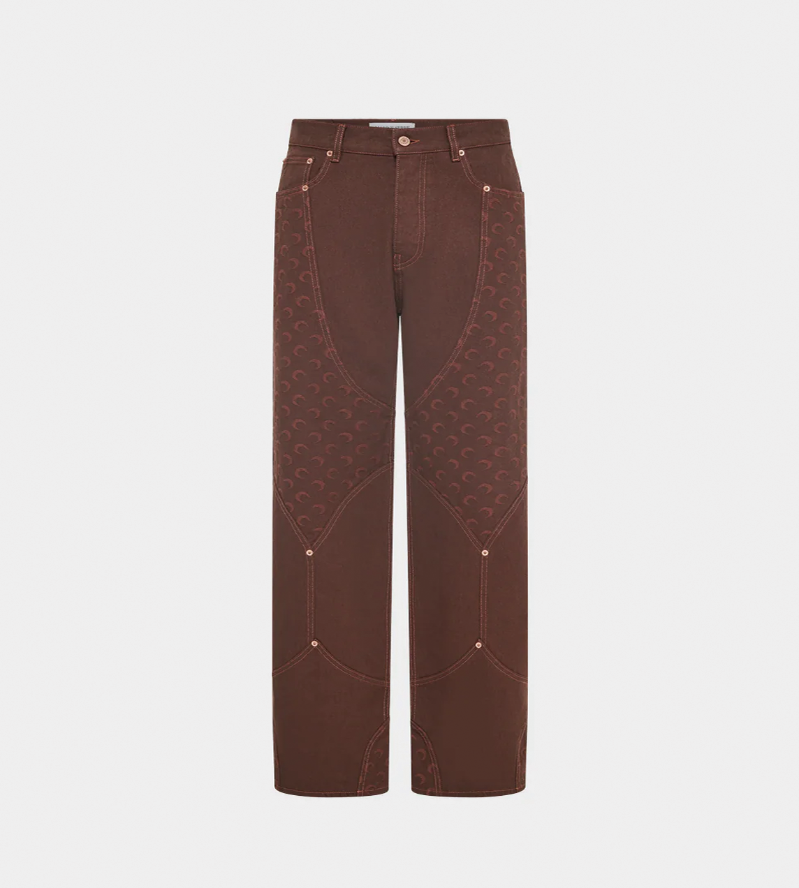 MARINE SERRE - Moon Jacquard Twill Workwear Pants Brown