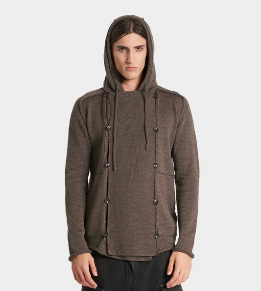 MASNADA - Wool Blended Cardigan Fango
