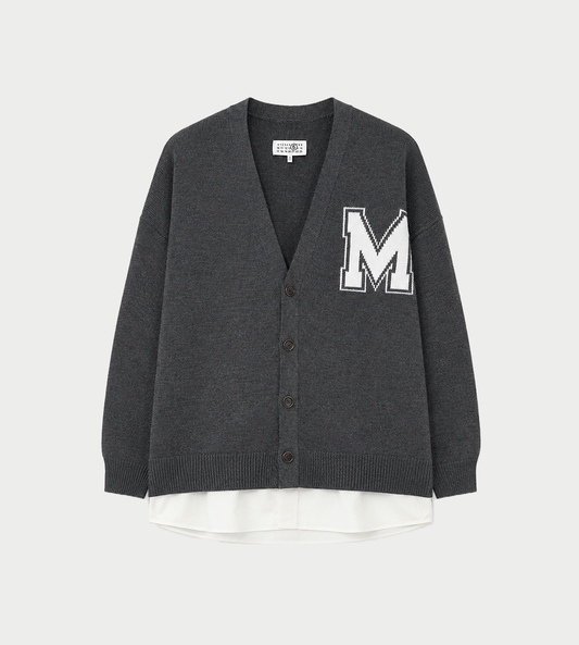 MM6 MAISON MARGIELA - 2-in-1 Knit Cardigan Dark Grey