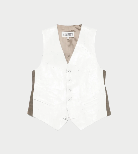MM6 Maison Margiela - Painted Paneled Vest Wht./Beige