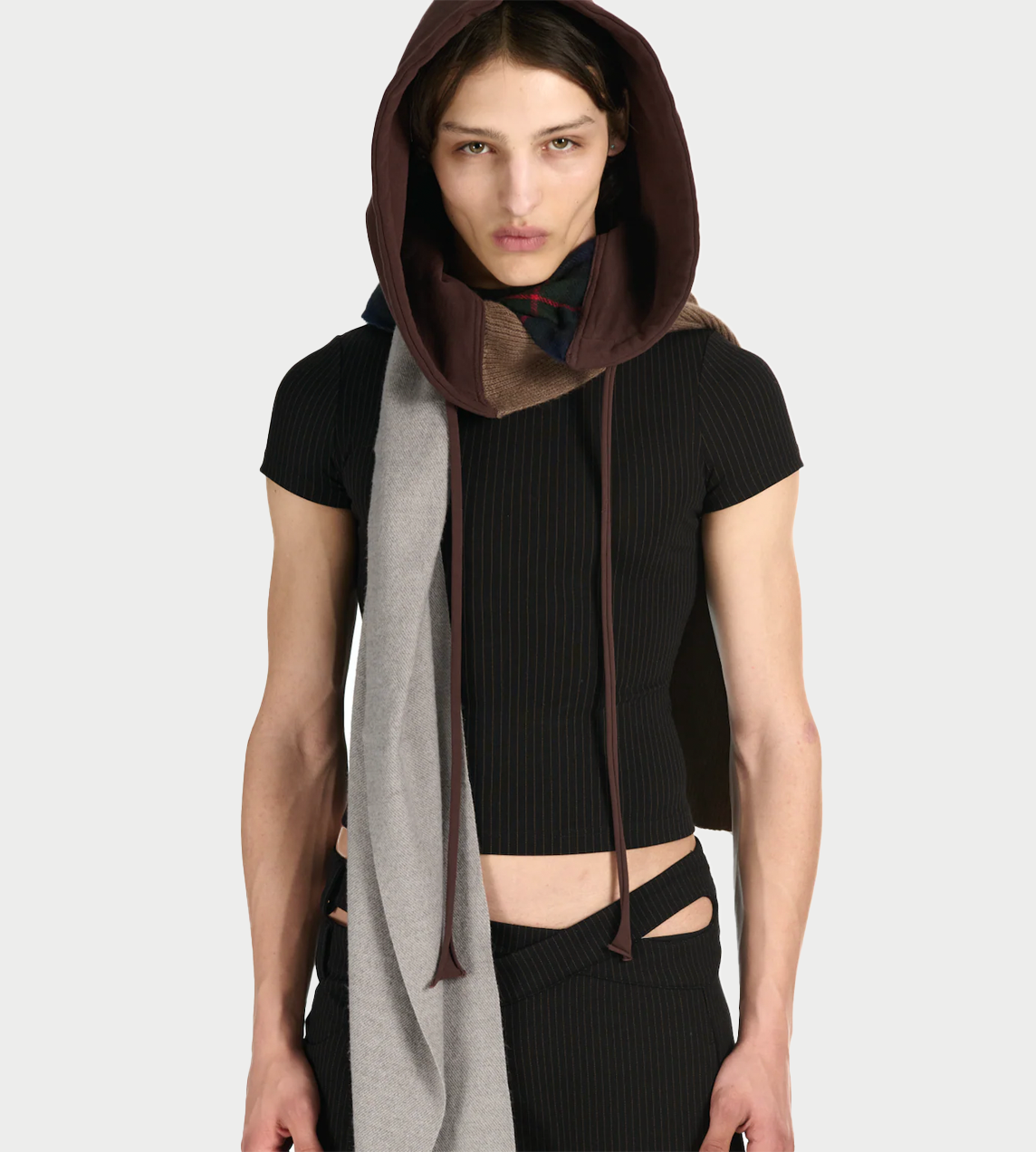 OTTOLINGER - Deconstructed Hoodie Scarf Brown grey 