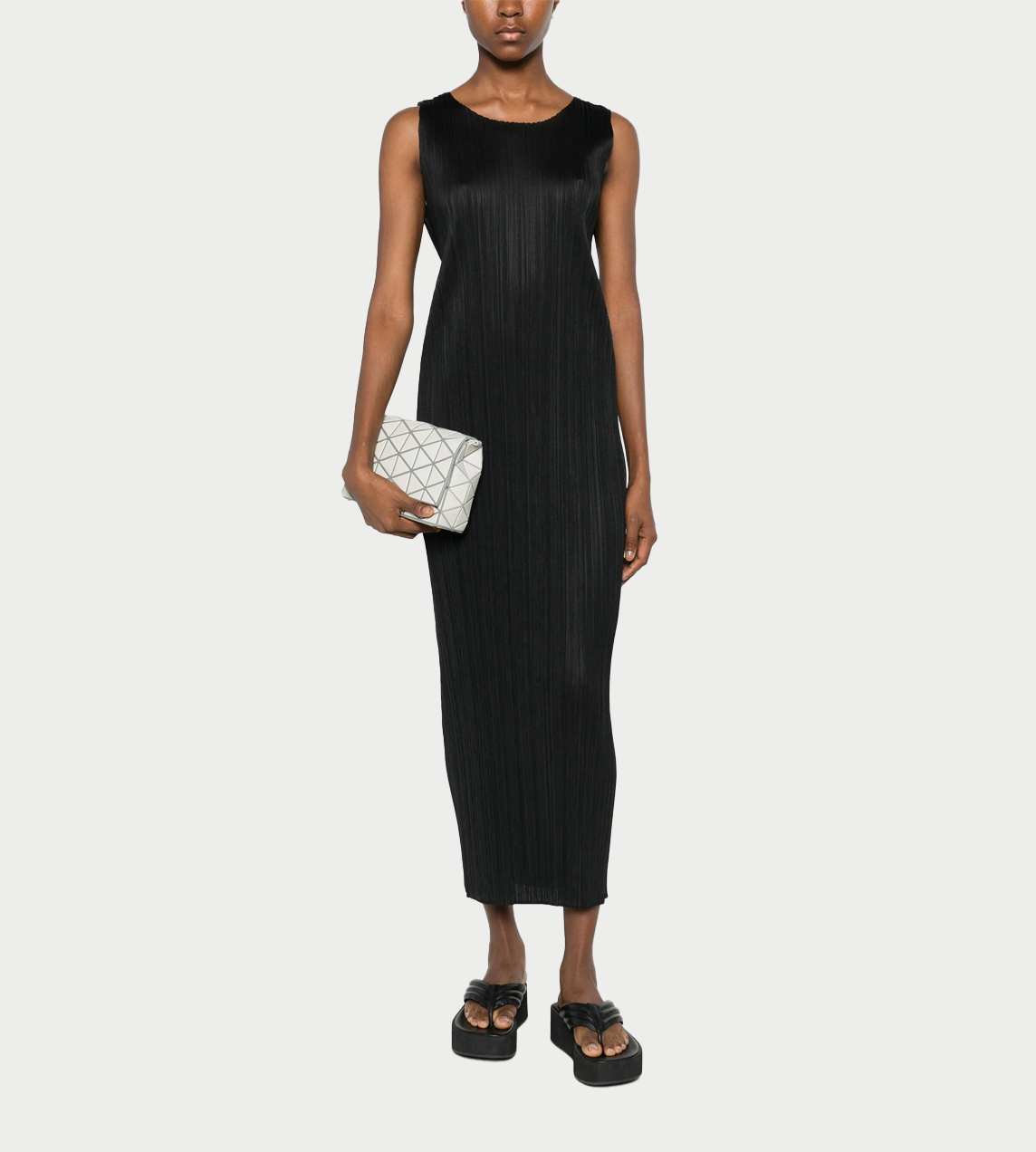 Basic Pleated Sleeveless Dress Blk