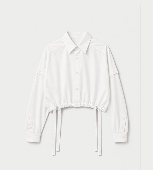 UJOH - Double Belt Cropped Shirt White