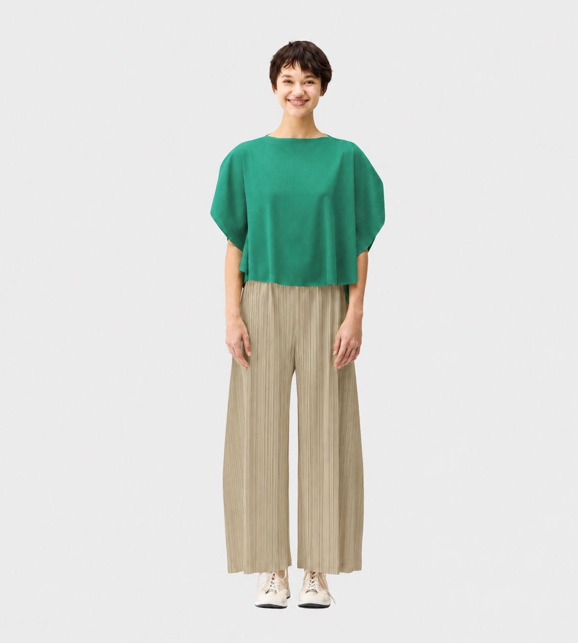 Thicker Pleated Flared Pants Beige
