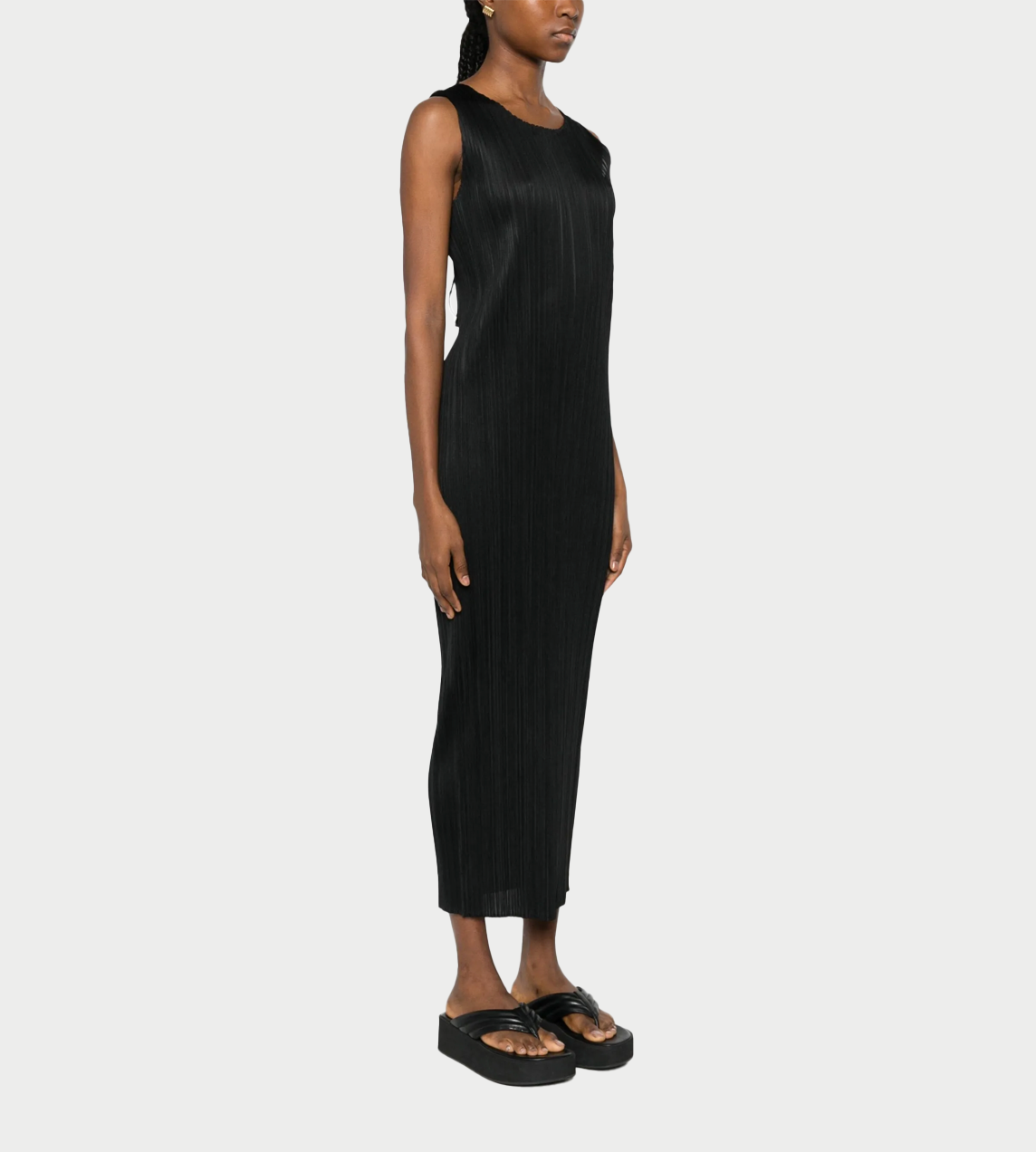 Basic Pleated Sleeveless Dress Blk