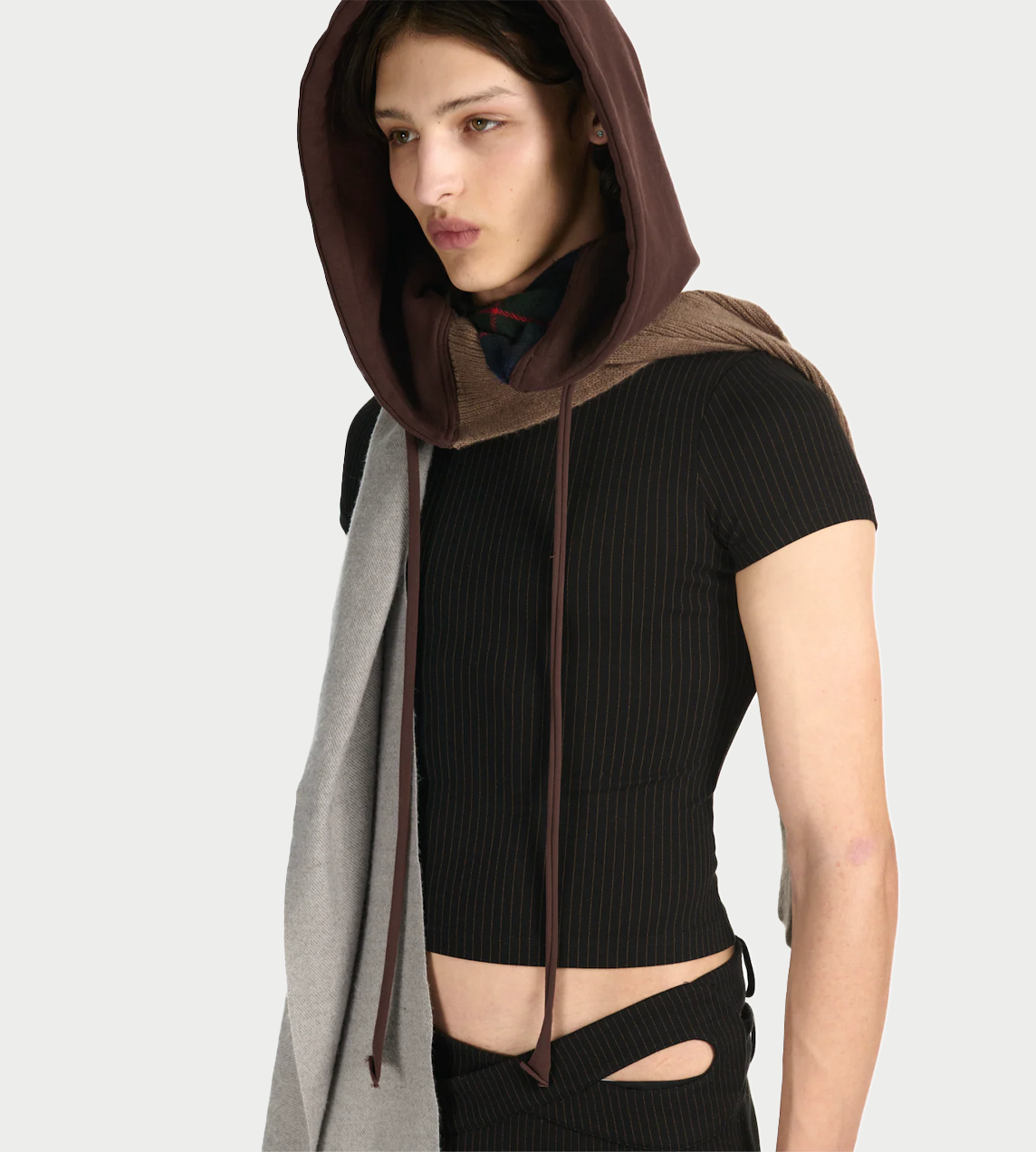 OTTOLINGER - Deconstructed Hoodie Scarf Brown grey 