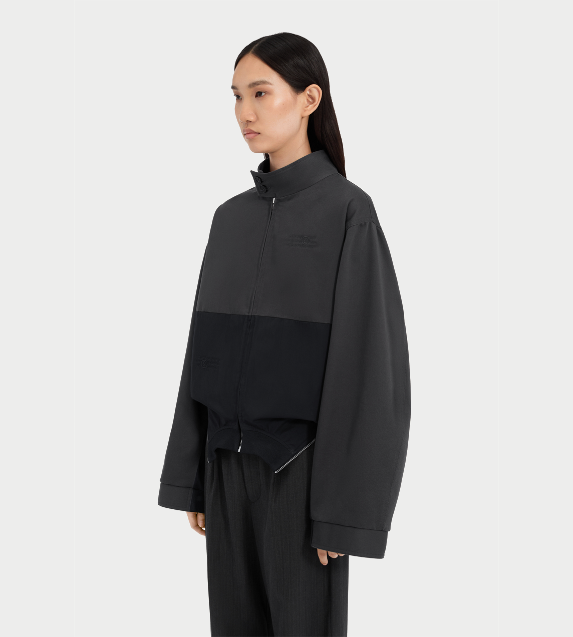 MM6 MAISON MARGIELA - Mirrored Two-tone Zip Jacket Anthracite