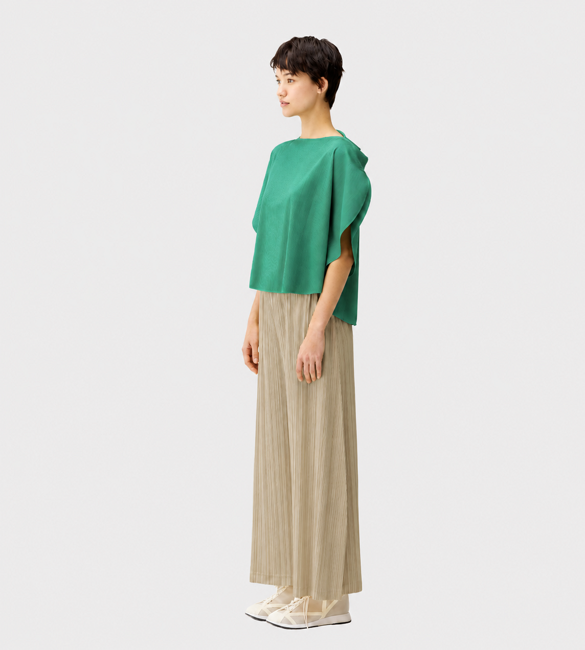 Thicker Pleated Flared Pants Beige
