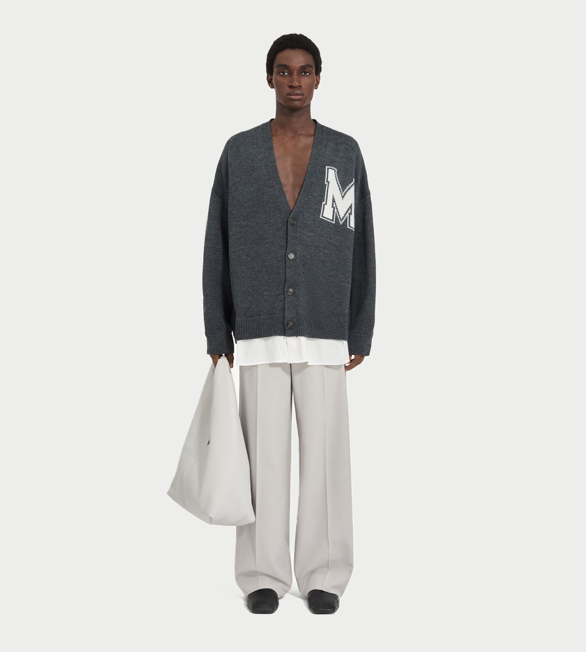 2-in-1 Knit Cardigan Dark Grey