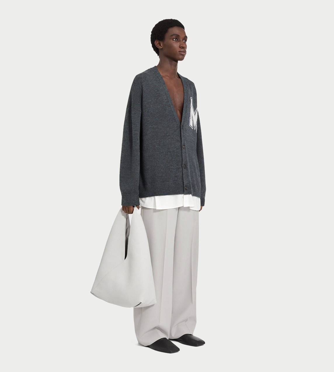 2-in-1 Knit Cardigan Dark Grey