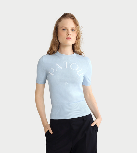 PATOU - Jacquard Short-sleeve Jumper Blue