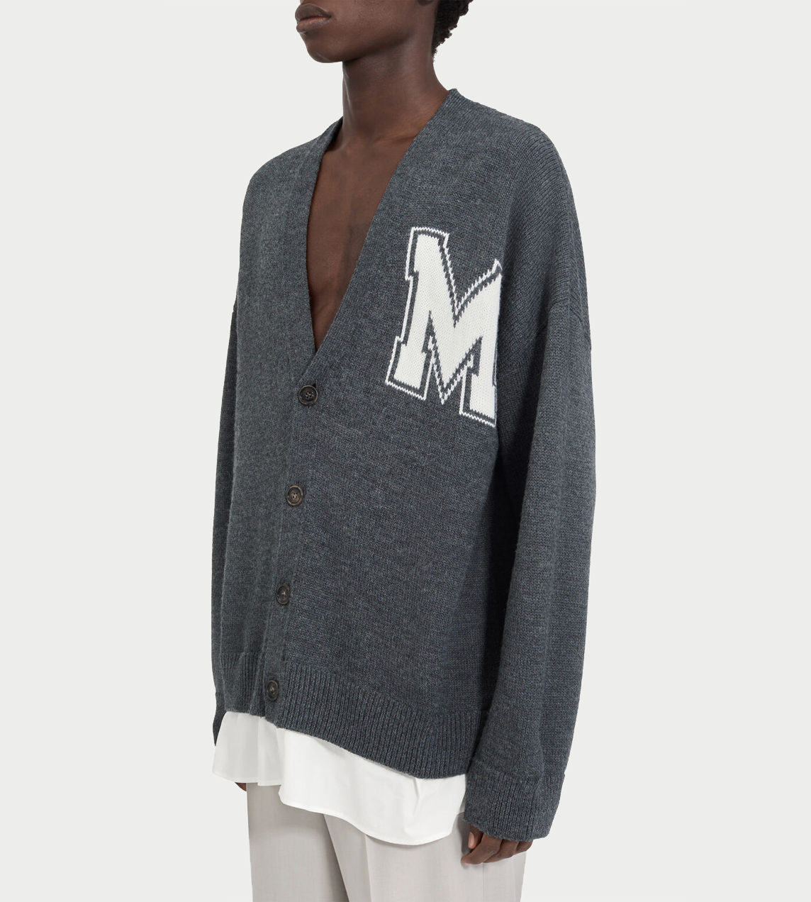 2-in-1 Knit Cardigan Dark Grey