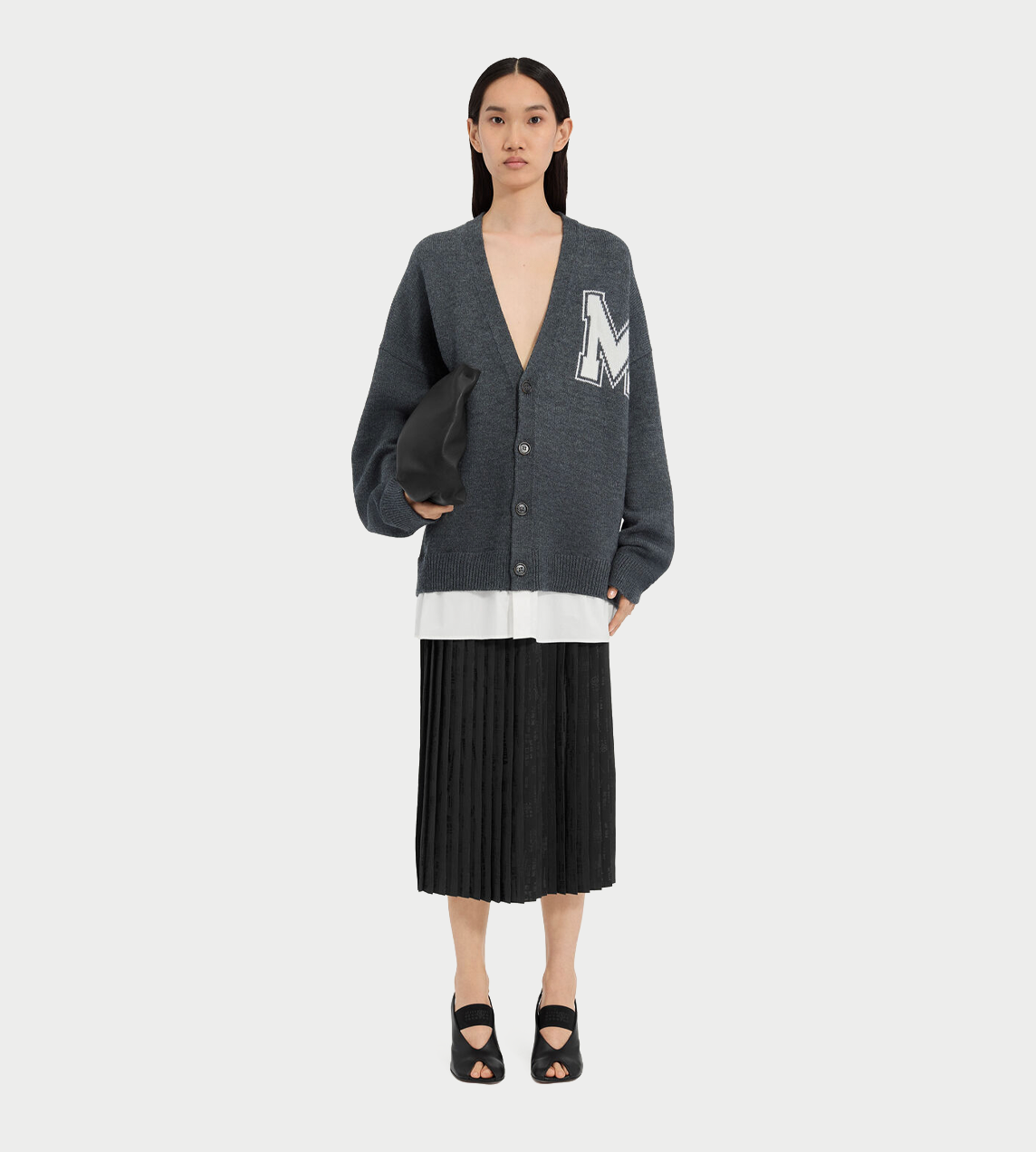 MM6 MAISON MARGIELA - 2-in-1 Knit Cardigan Dark Grey