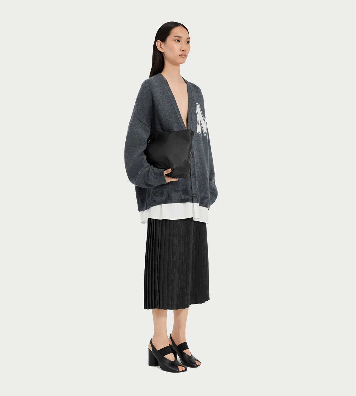 MM6 MAISON MARGIELA - 2-in-1 Knit Cardigan Dark Grey