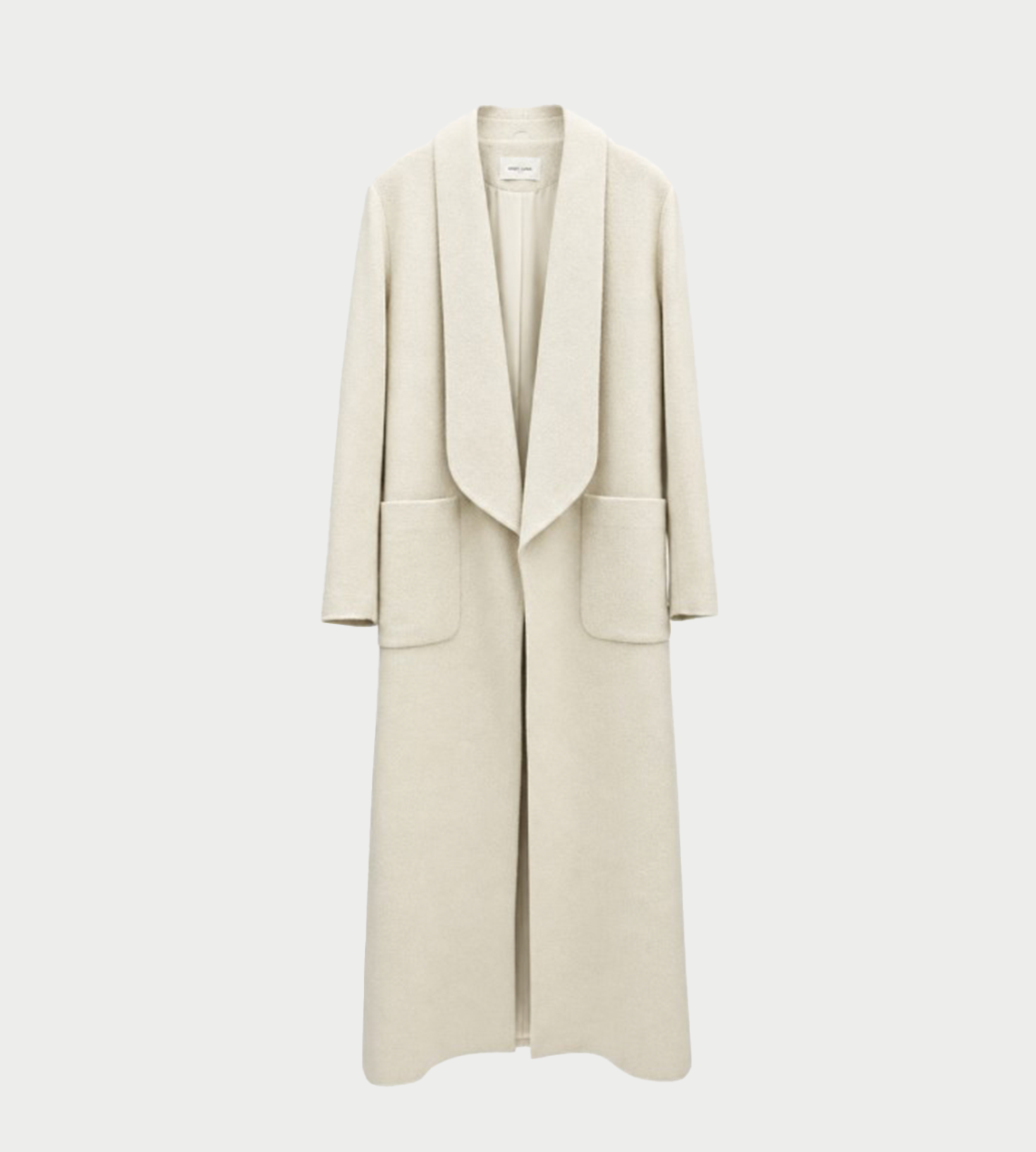INTO THE EAST - Textured Wool Borg Collar Coat Ivory 