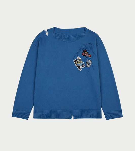 Charles Jeffrey LOVERBOY - Barbarian Patch Jumper Blue