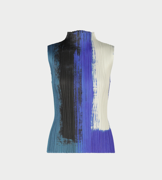 PLEATS PLEASE ISSEY MIYAKE - Jump Pleated Sleeveless Top Blue