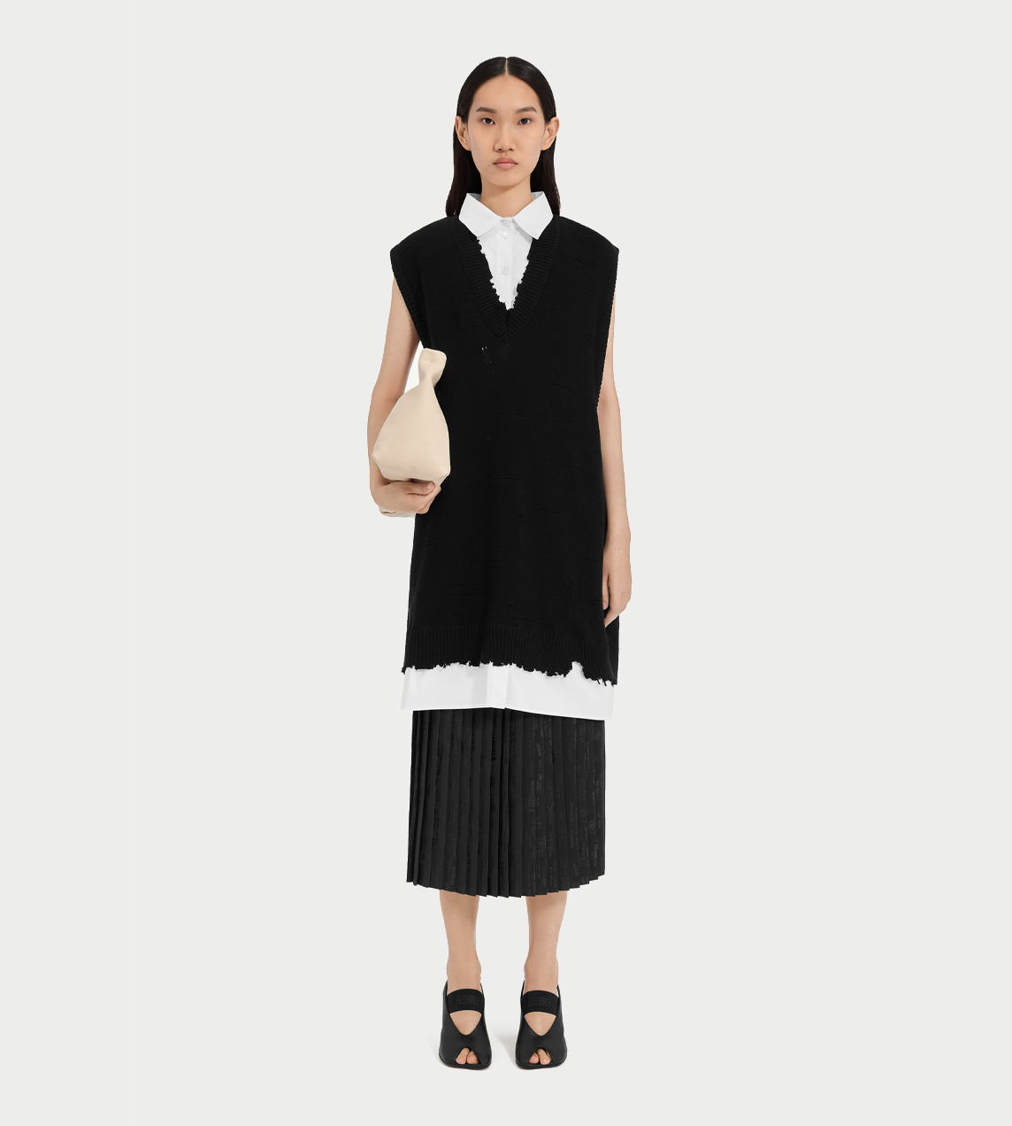 MM6 MAISON MARGIELA - Distressed Knit Vest Dress Blk
