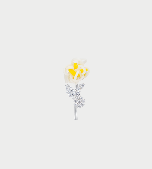 Rubber Band Flower Gemstone Stud Earrings Yellow