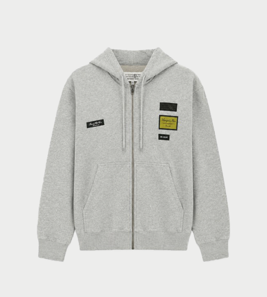 MM6 MAISON MARGIELA - Jacquard Label Hooded Sweatshirt Grey
