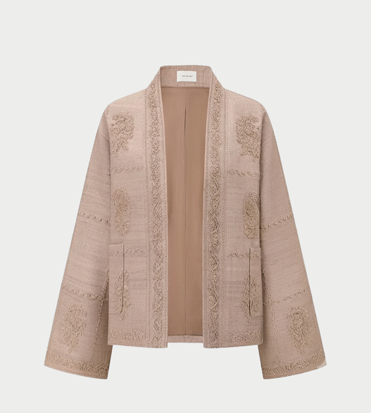 INTO THE EAST - Paisley Embroidered Cardigan Sand