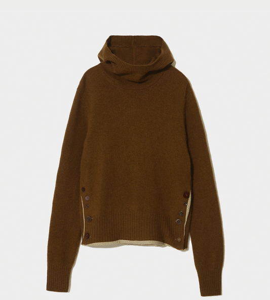 UNDERCOVER - Wool-angora Hooded Sweater Brown
