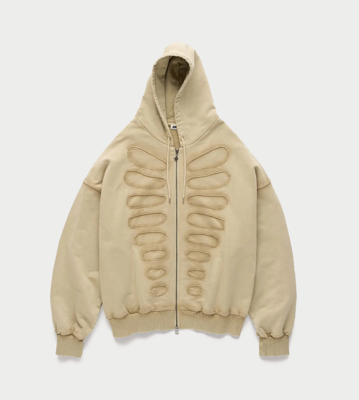 Tim OS Shoulderless Hoodie With Lined Cut-out Application Beige