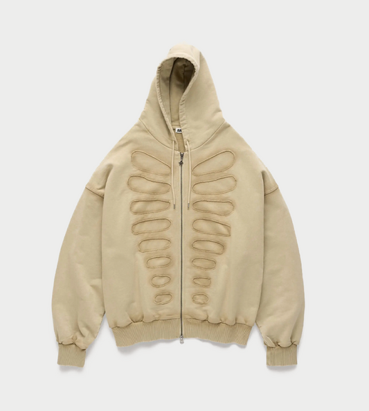 Tim OS Shoulderless Hoodie With Lined Cut-out Application Beige