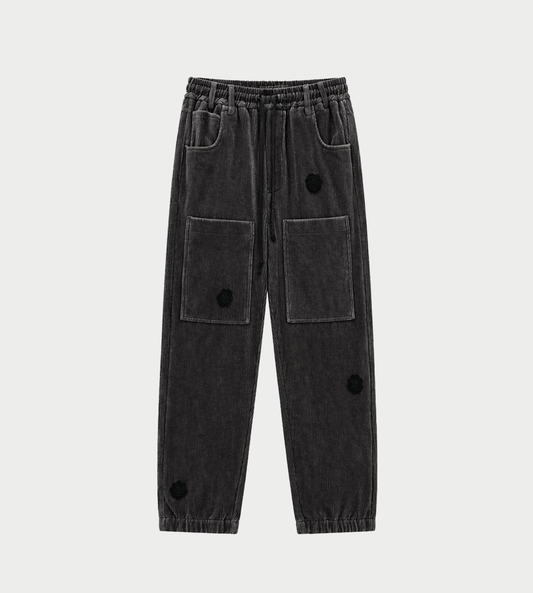 SONG FOR THE MUTE - Daisey Patch pocket Pants Charcoal