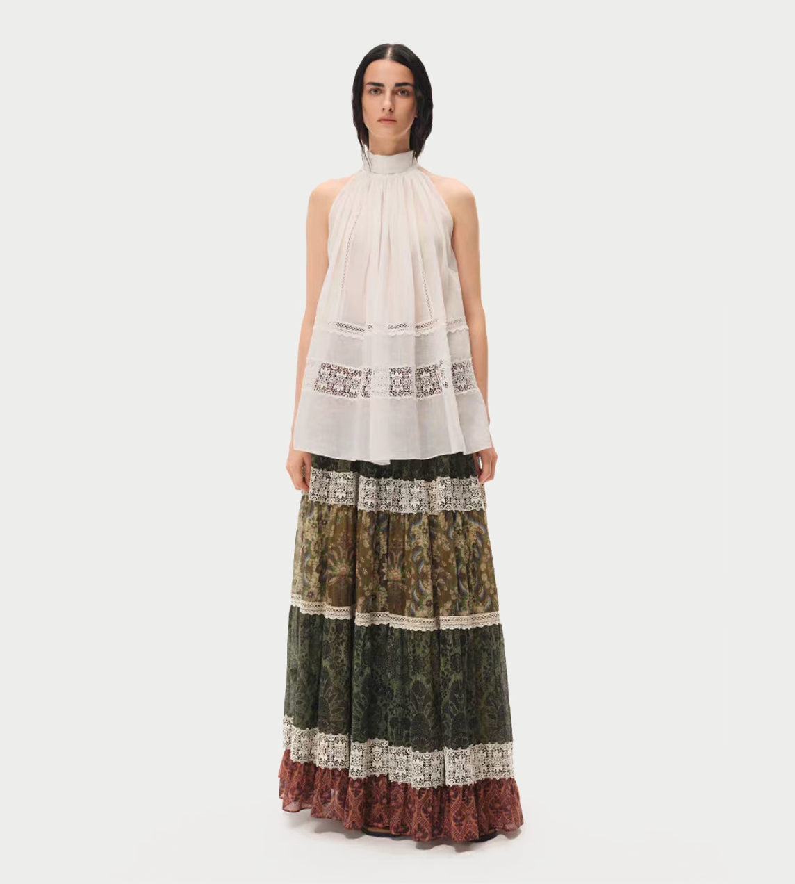 INTO THE EAST - Wallpaper Lace Long Skirt Multi