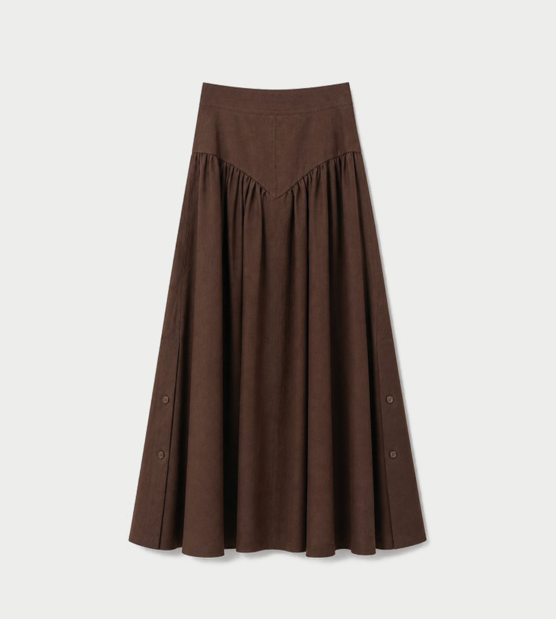 UJOH - Yoke Cut Gathered Skirt Chocolate