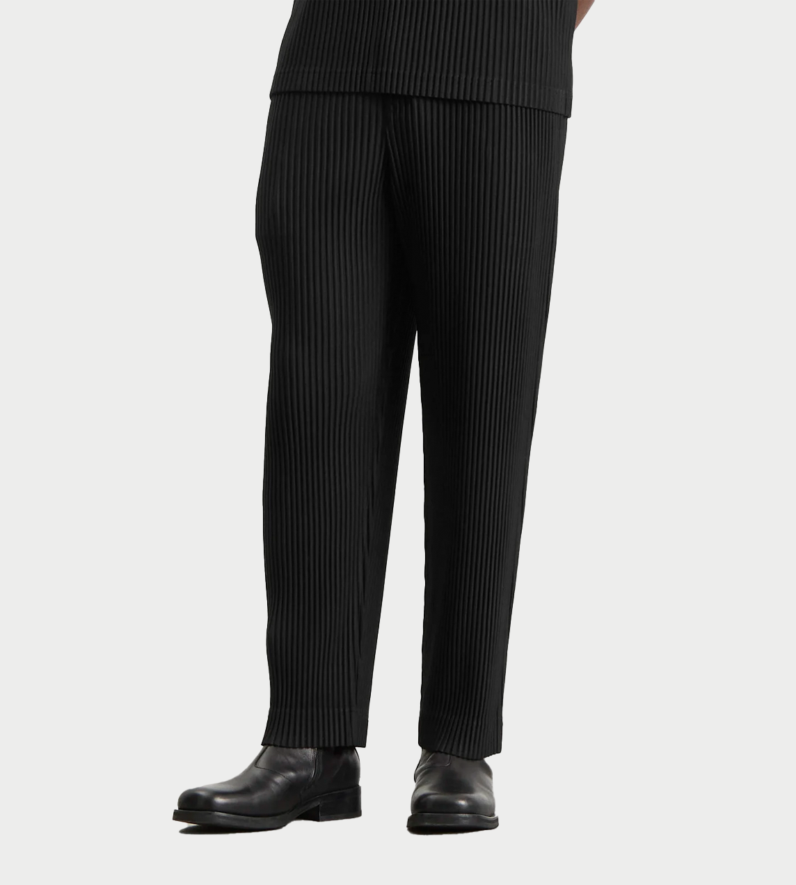 HOMME PLISSE ISSEY MIYAKE - Basic Pleated Straight Leg Pants Blk