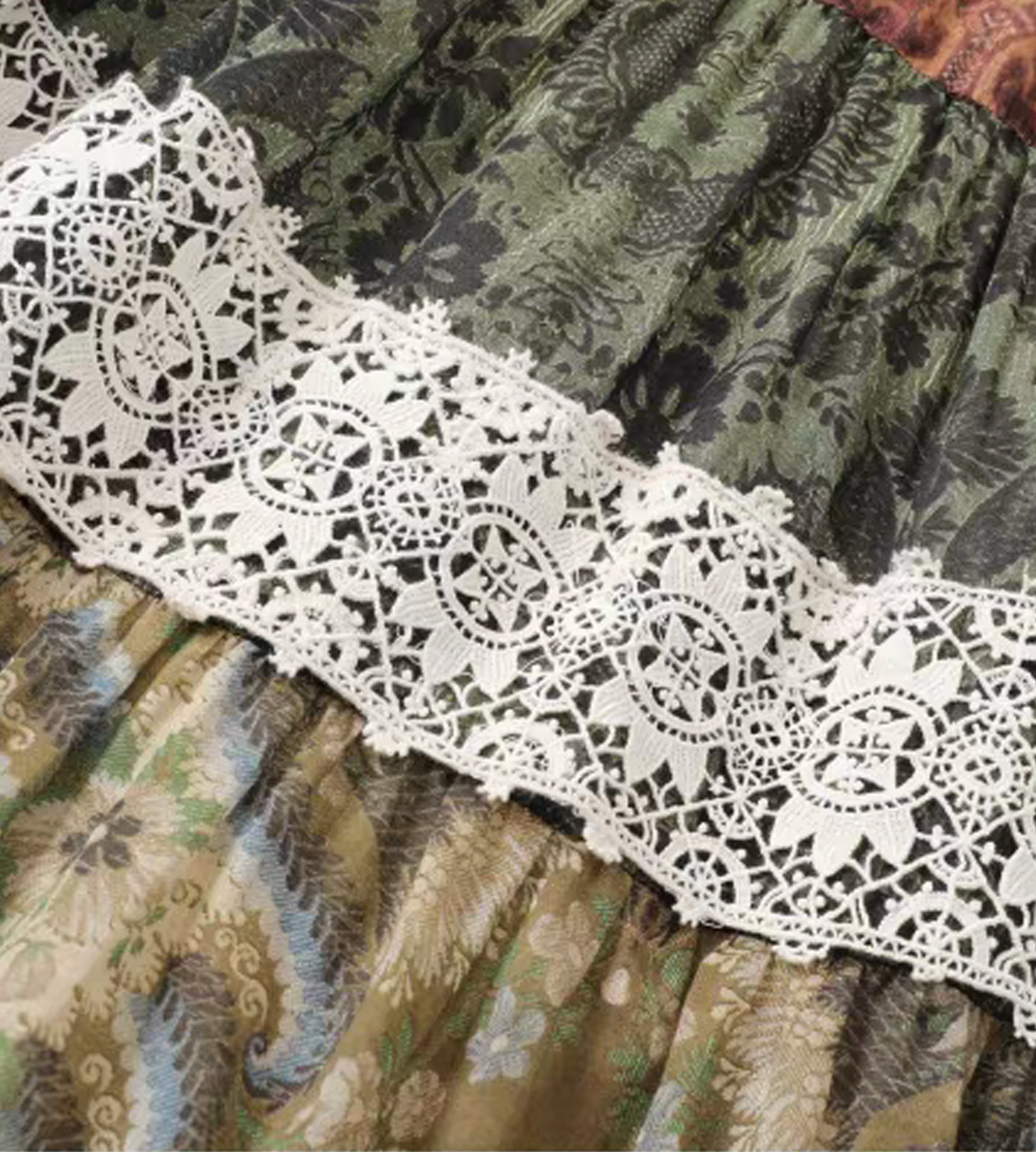 INTO THE EAST - Wallpaper Lace Long Skirt Multi