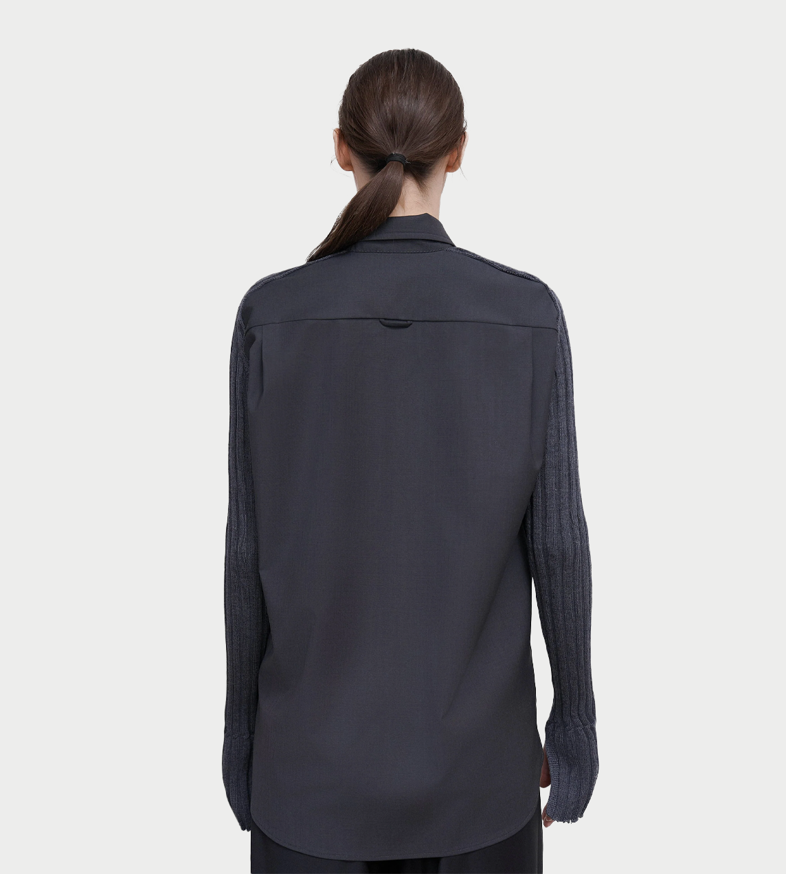 Shirt With Ribbed-Knit Sleeves Graphite/Grey