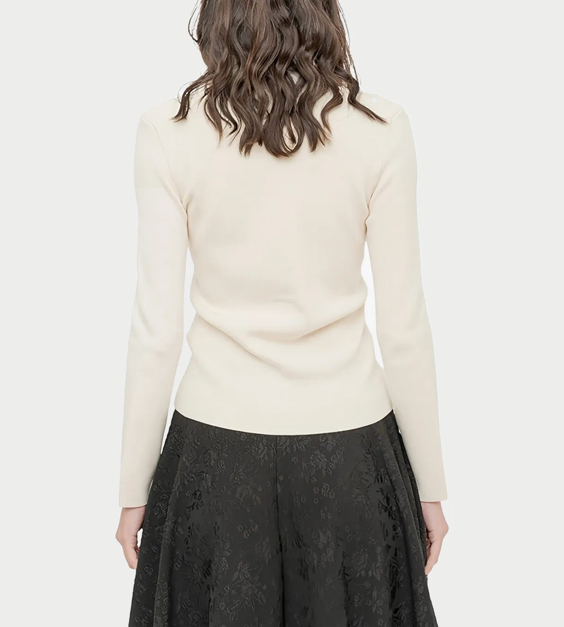 V-neck Long-sleeve Top Cream