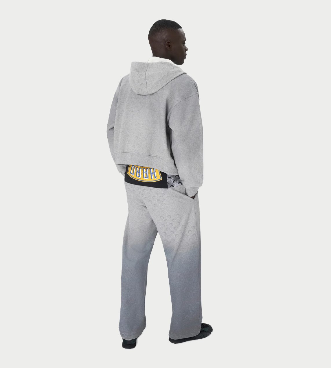 Faded Moon Fleece Zipped Hoodie Grey