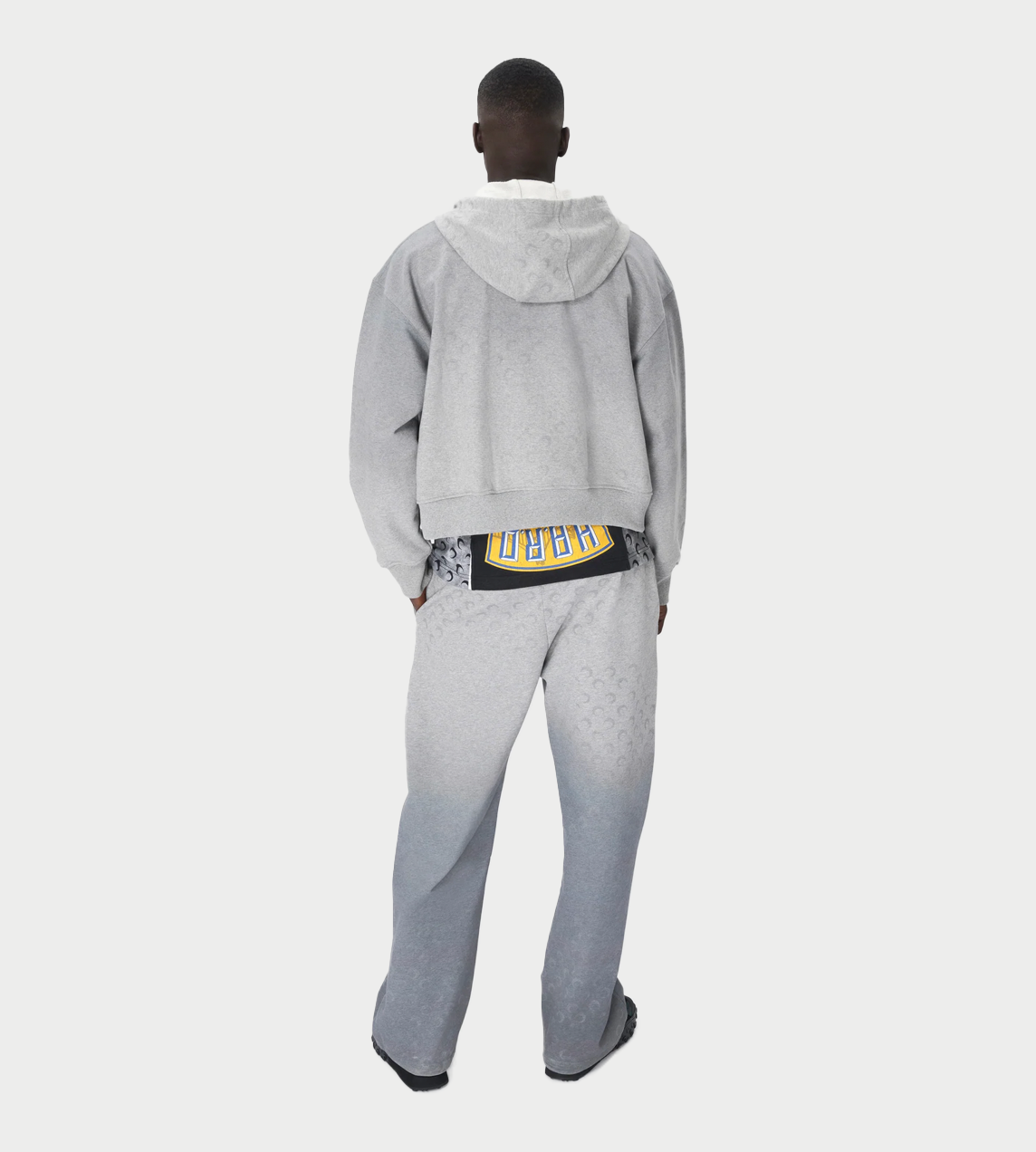 Faded Moon Fleece Zipped Hoodie Grey