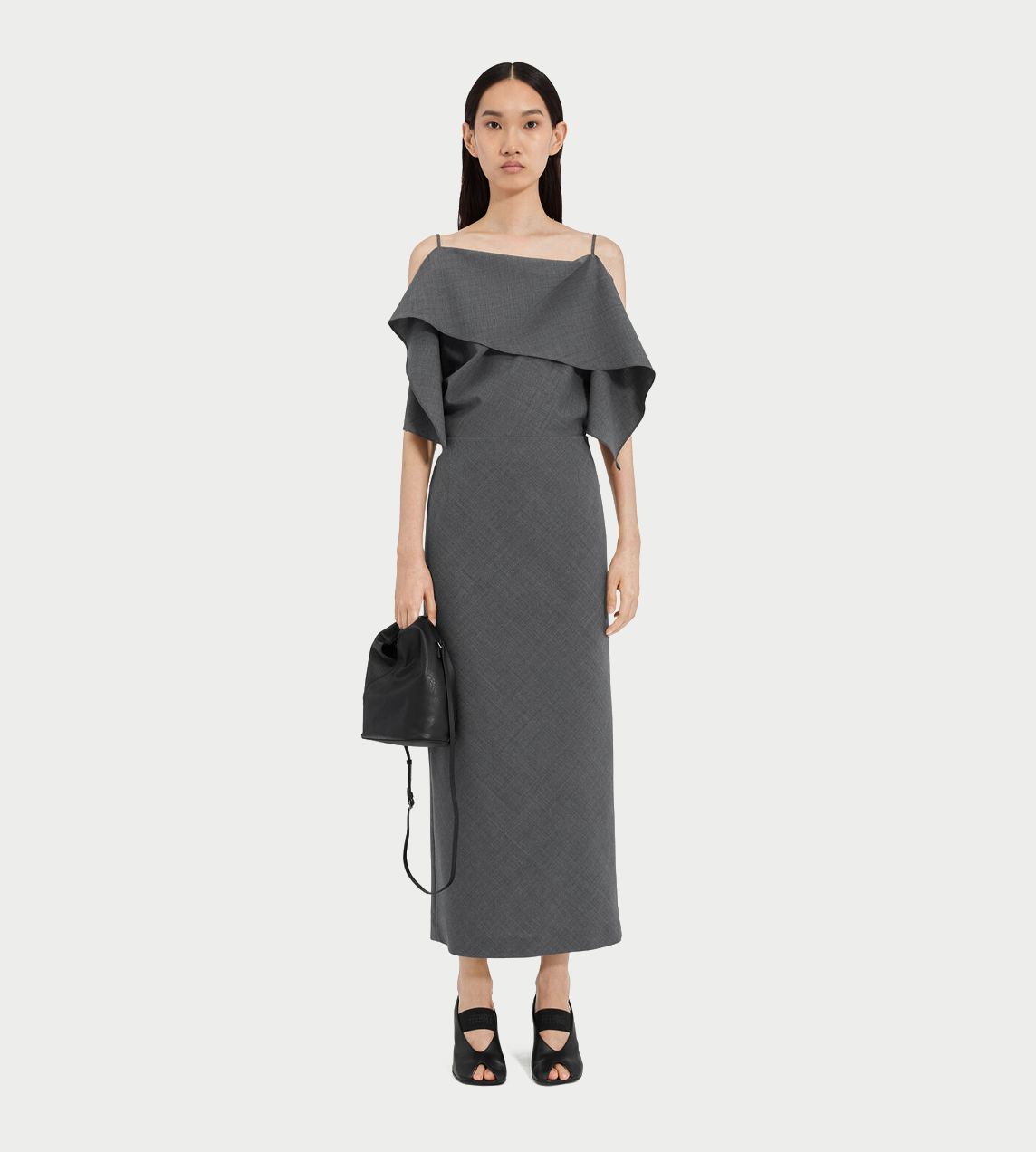 MM6 MAISON MARGIELA - Folded Wool Dress Dk Grey