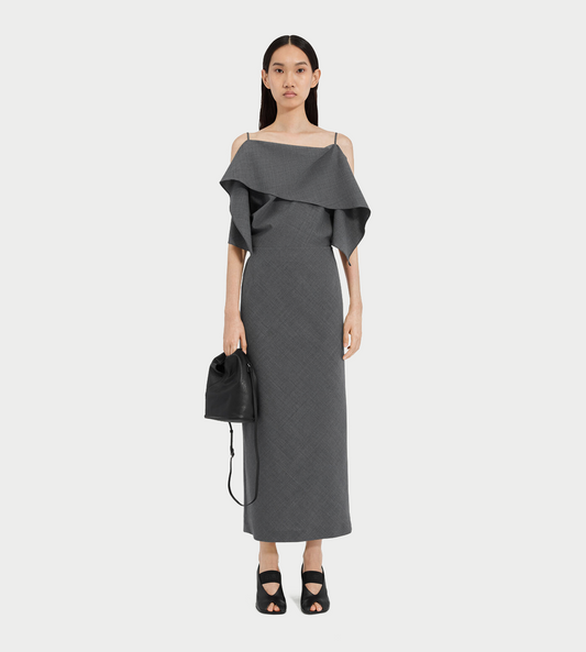 MM6 MAISON MARGIELA - Folded Wool Dress Dk Grey