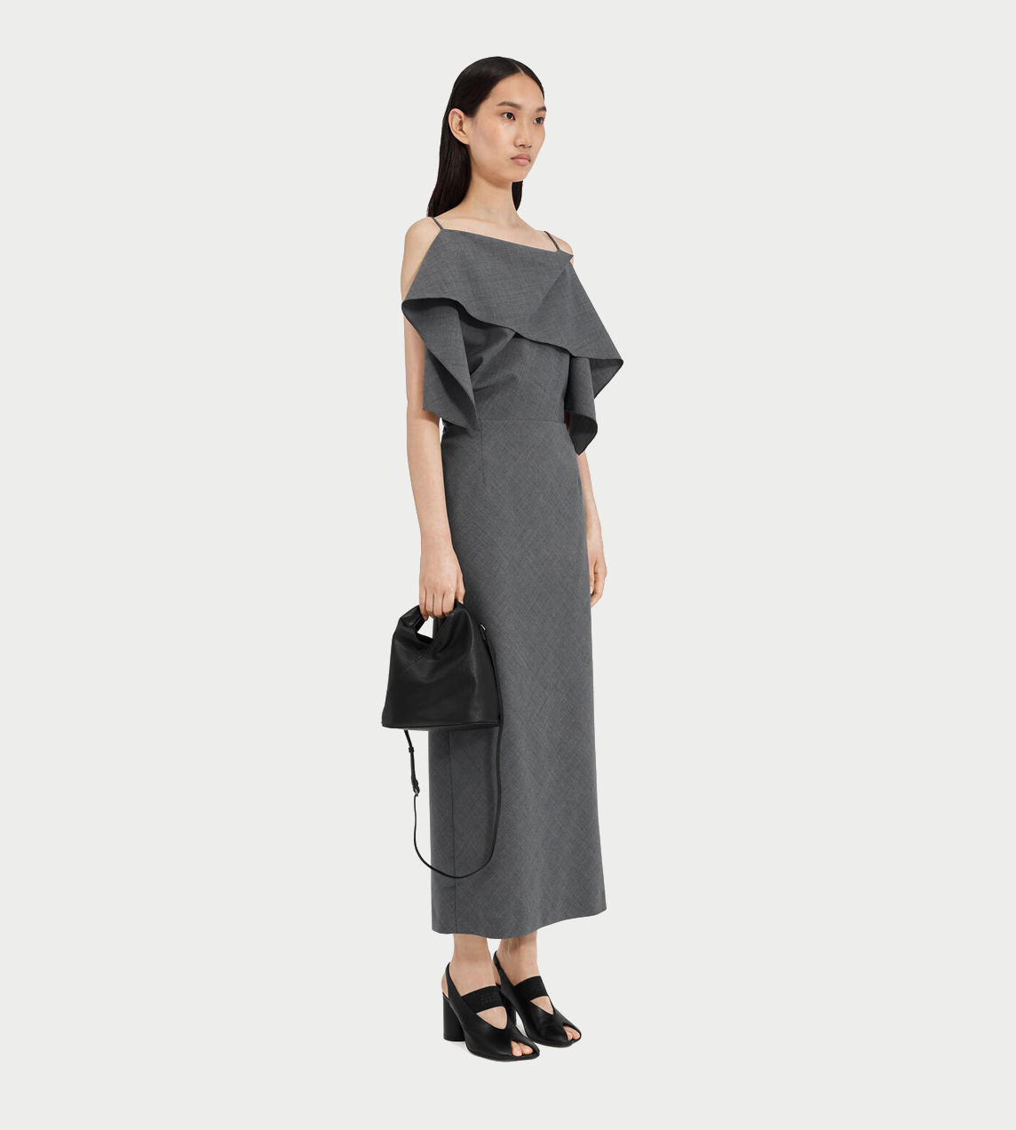 MM6 MAISON MARGIELA - Folded Wool Dress Dk Grey