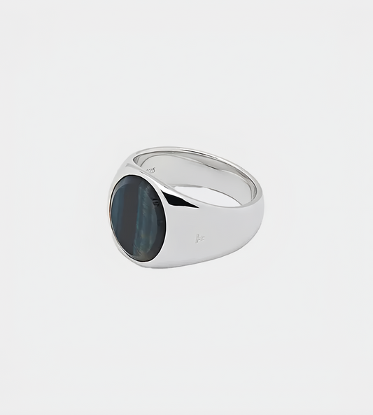 Tom Wood - Oval Blue Hawk Eye Ring