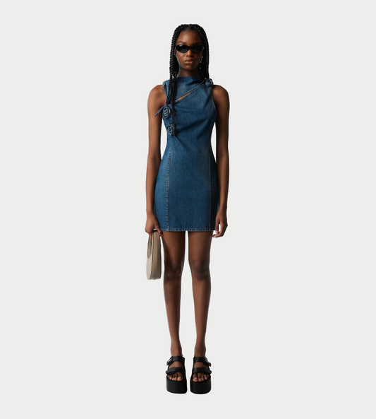 COPERNI - Denim Flower Mini Dress Blue