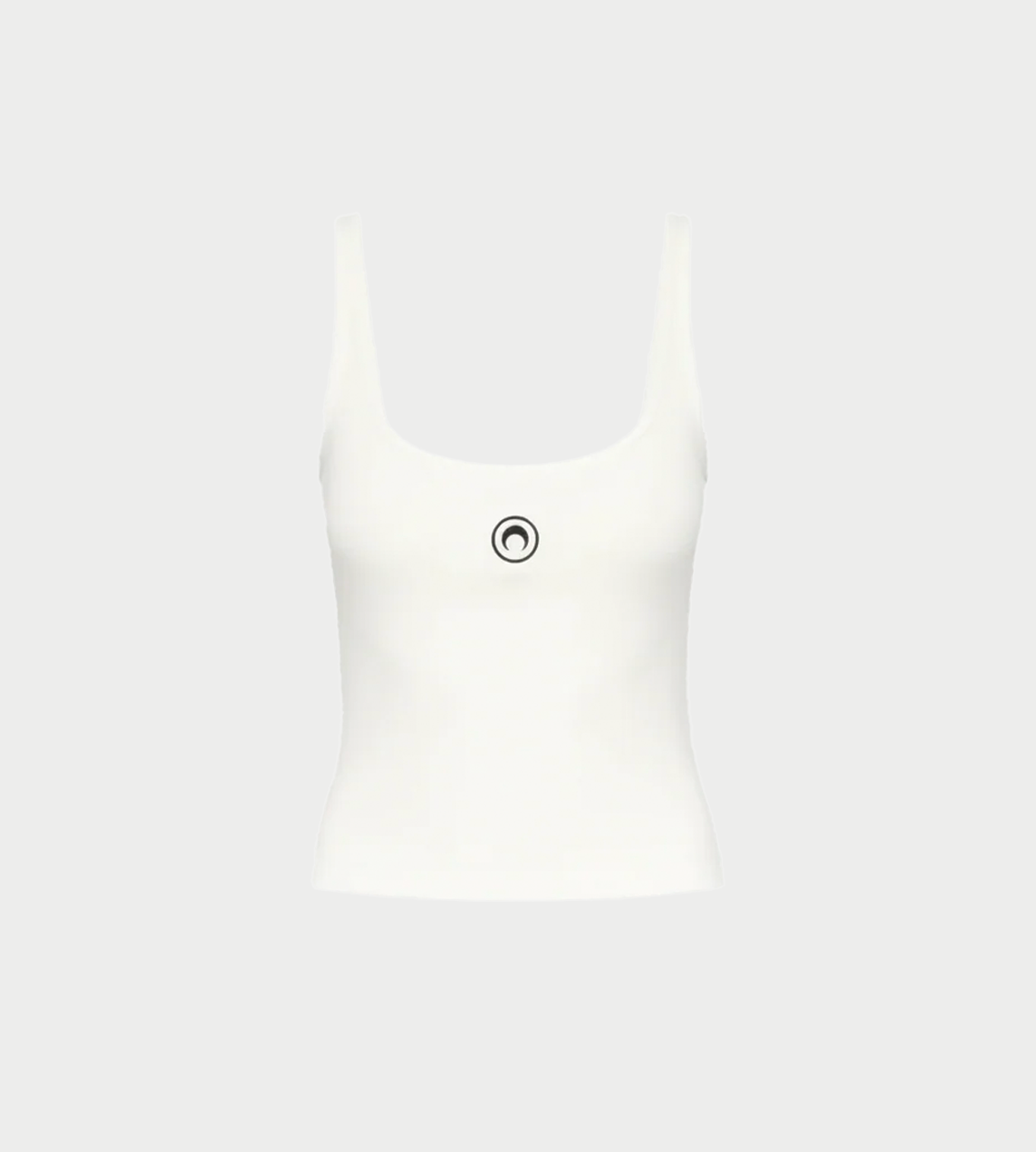 MARINE SERRE - Moon Logo Ribbed Jersey Cropped Tank Top White