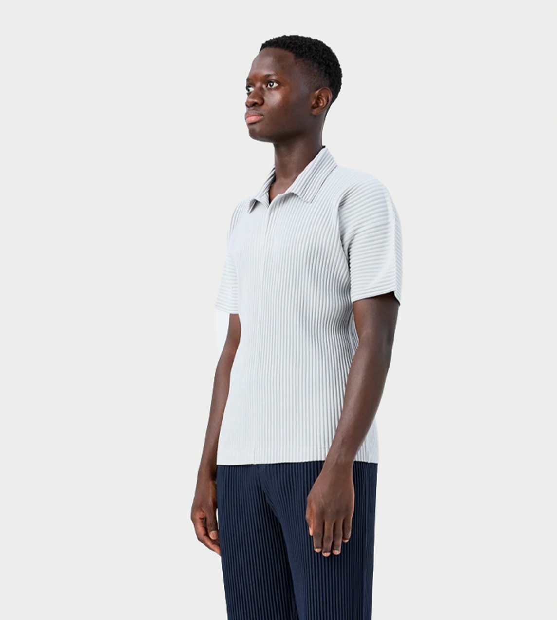 Basic Pleated Polo Shirt L.Grey