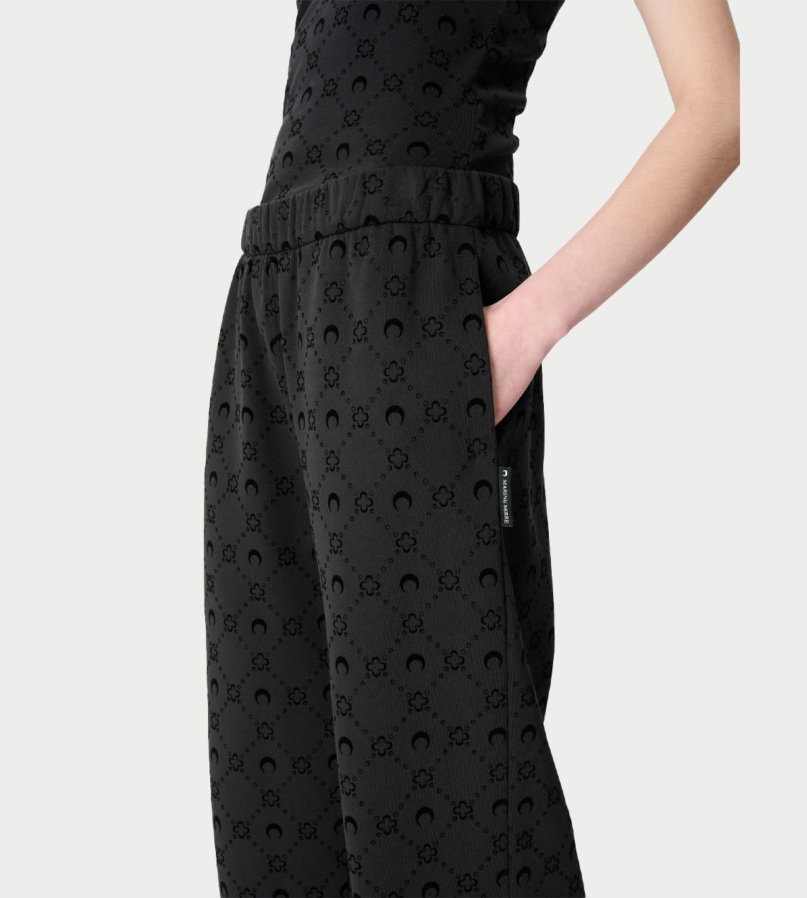 Moongram Flocked fleece Sweatpants Blk