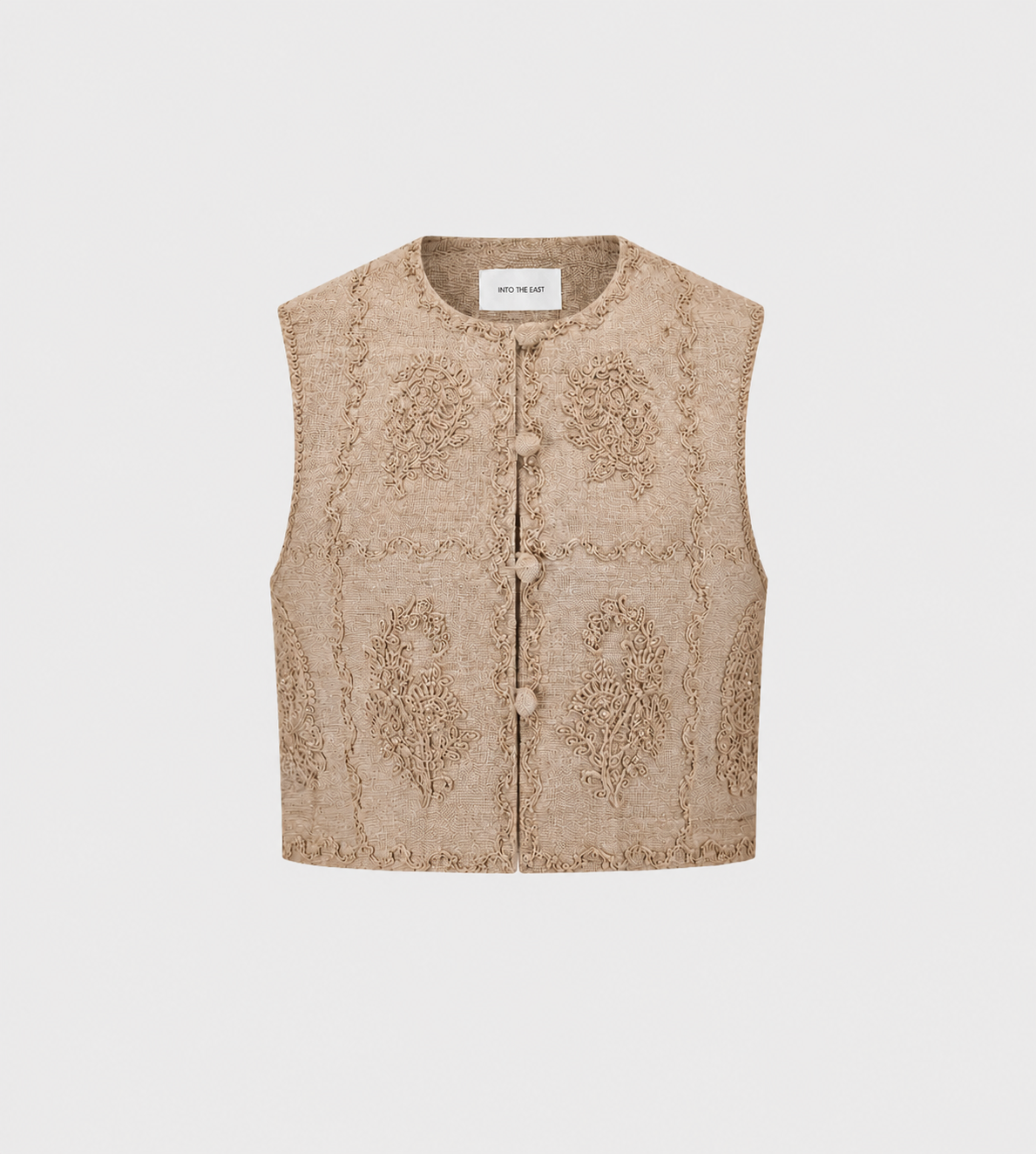 INTO THE EAST - Paisley Embroidered Vest Sand