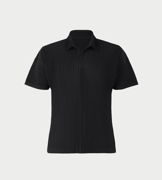 HOMME PLISSE ISSEY MIYAKE - Basic Pleated Polo Shirt Blk